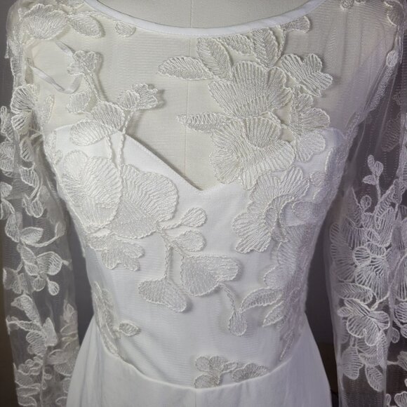 Lulus Write Your Own Romance White Embroidered Long Sleeve Jumpsuit Size S - Picture 2 of 5